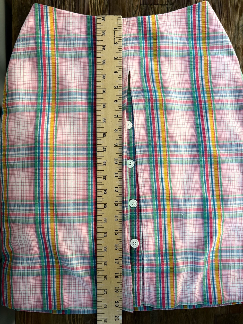 Vintage Preppy Pink Plaid Front Inverted Pleat Skirt from 1970s Coquette - Picture 8 of 8